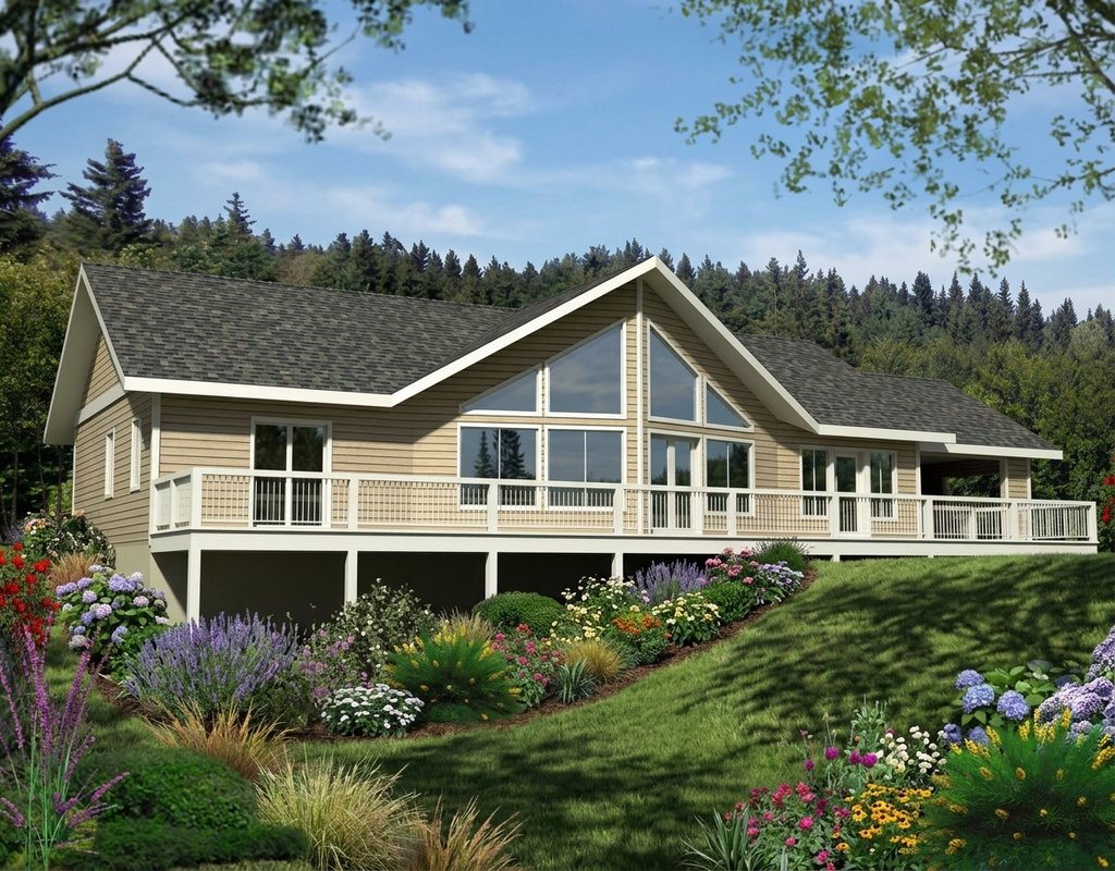 Exterior - Front Elevation 2 for Ranch House Plan #117-1105 - 2 bed, 2 bath