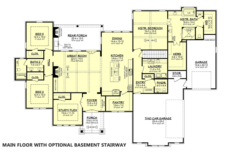 Dream House Plan - Optional Basement Stair Placement