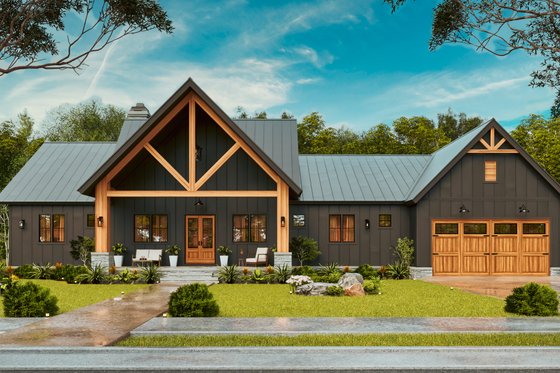 Exterior - Front Elevation 3 for Farmhouse House Plan #119-475 - 3 bed, 3.5 bath