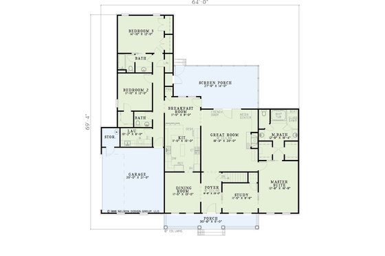 Floor Plan - Main Floor for Traditional House Plan #17-1036 - 3 bed, 2.5 bath