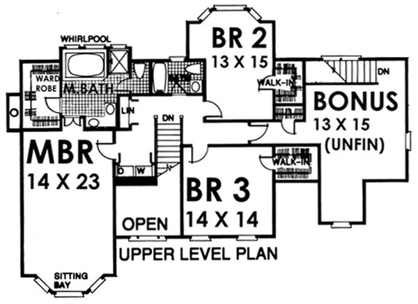 Traditional Floor Plan - Upper Floor Plan #30-205