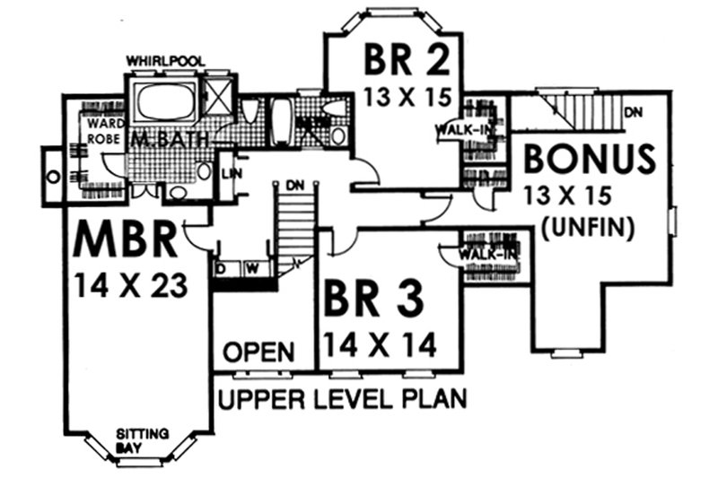 Architectural House Design - Floor Plan - Upper Floor for Traditional House Plan #30-205 - 3 bed, 2.5 bath