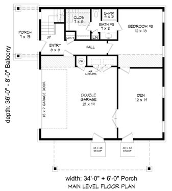 Floor Plan - Main Floor for Contemporary House Plan #932-453 - 3 bed, 3.5 bath