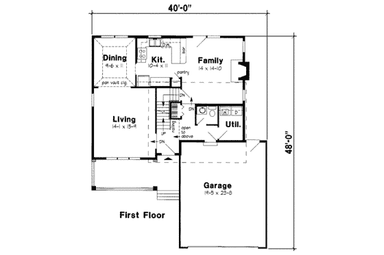 Floor Plan - Main Floor for Traditional House Plan #312-379 - 3 bed, 2.5 bath