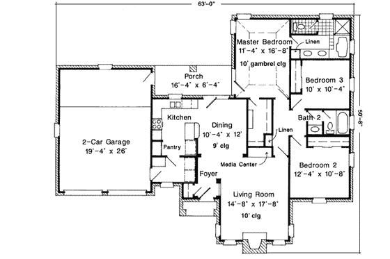 Floor Plan - Main Floor for European House Plan #410-295 - 3 bed, 2 bath