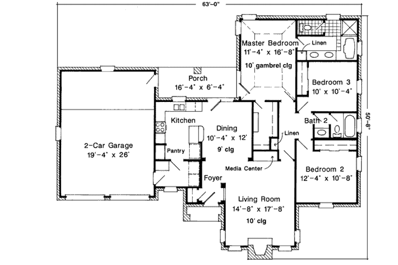 Home Plan - Floor Plan - Main Floor for European House Plan #410-295 - 3 bed, 2 bath
