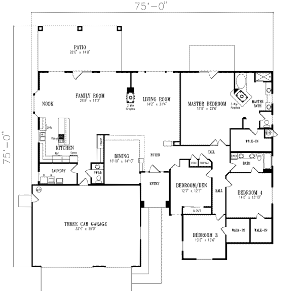 Adobe / Southwestern Style House Plan - 4 Beds 2.5 Baths 3202 Sq/Ft ...