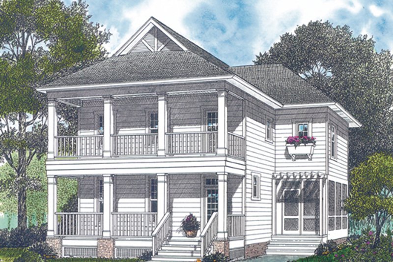 Architectural House Design - Colonial Exterior - Front Elevation Plan #453-1