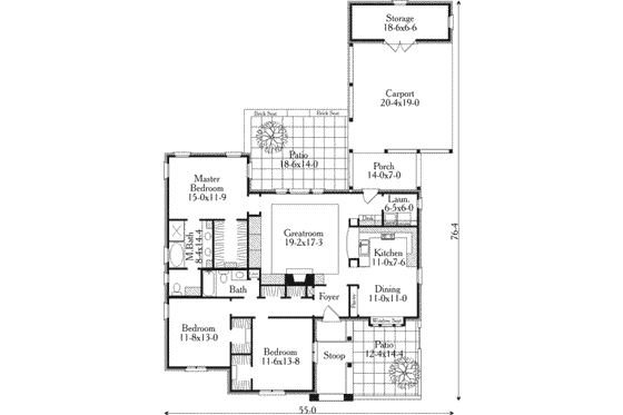 Floor Plan - Main Floor for European House Plan #406-289 - 3 bed, 2 bath