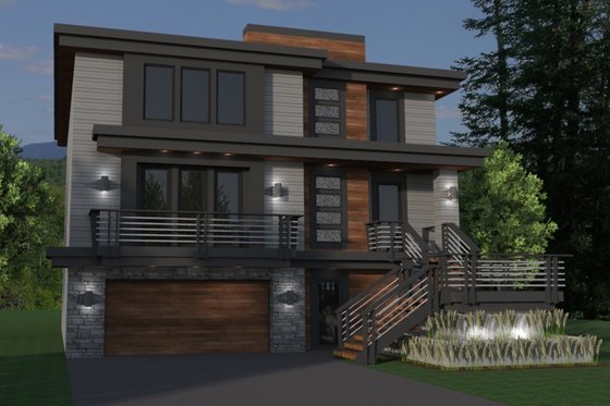Exterior - Front Elevation for Contemporary House Plan #51-580 - 5 bed, 4.5 bath