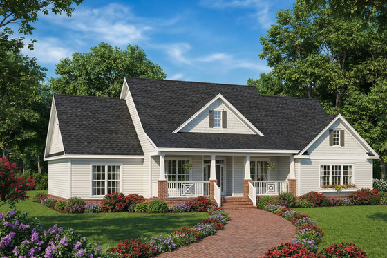 Exterior - Front Elevation 3 for Southern House Plan #17-627 - 4 bed, 3.5 bath