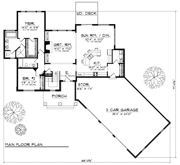 Ranch Floor Plan - Main Floor Plan #70-672