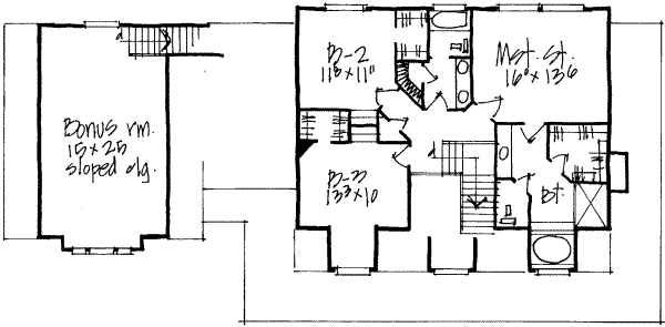 Floor Plan - Upper Floor for Country House Plan #308-152 - 4 bed, 2.5 bath