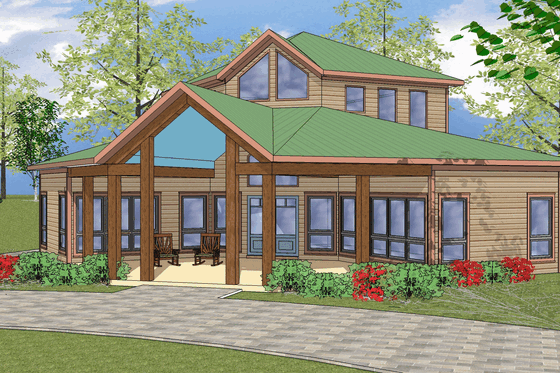 Exterior - Front Elevation for Southern House Plan #8-238 - 2 bed, 1 bath