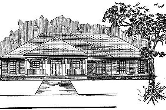 Exterior - Front Elevation for Southern House Plan #15-132 - 4 bed, 2 bath