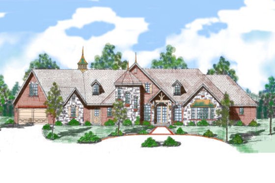 Exterior - Front Elevation for European House Plan #52-202 - 4 bed, 3.5 bath