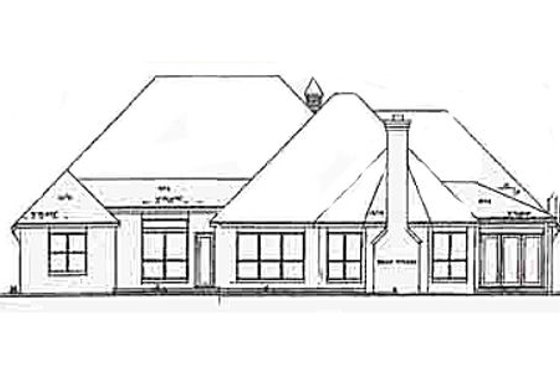 Exterior - Rear Elevation for European House Plan #52-121 - 3 bed, 2.5 bath