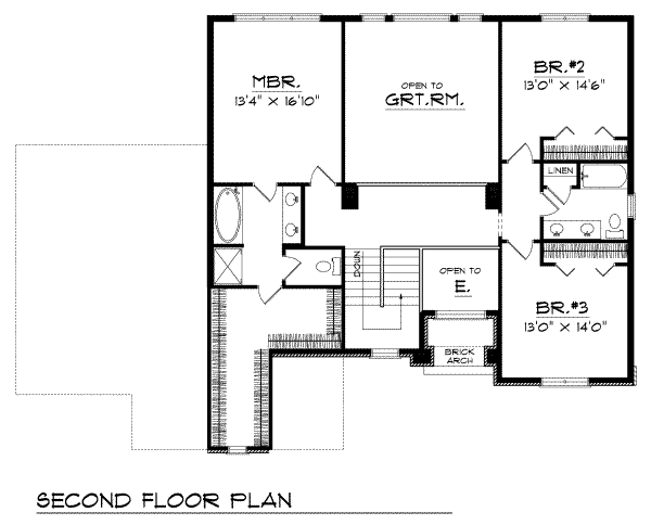 Traditional Floor Plan - Upper Floor Plan #70-415