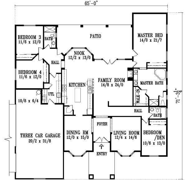 Home Plan - Adobe / Southwestern Floor Plan - Main Floor Plan #1-1189