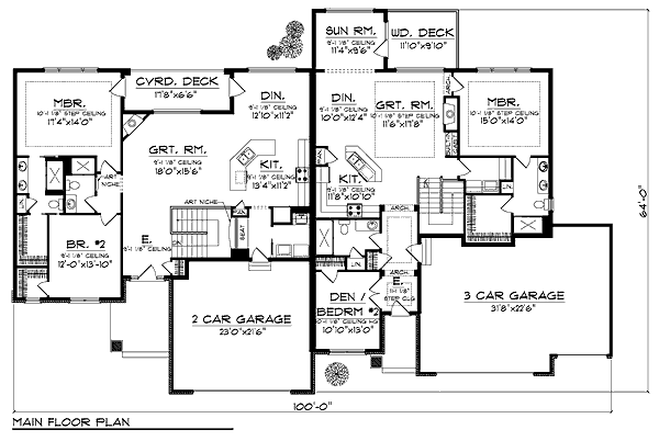 Architectural House Design - Traditional Floor Plan - Main Floor Plan #70-939