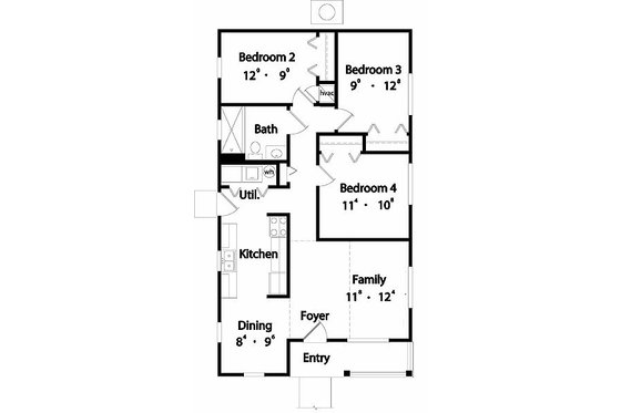 Floor Plan - Main Floor for Traditional House Plan #417-103 - 3 bed, 1 bath