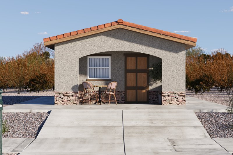 House Blueprint - Exterior - Front Elevation 2 for Mediterranean House Plan #1106-71, 1 bath