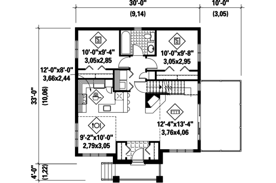 Floor Plan - Main Floor for Cabin House Plan #25-4616 - 3 bed, 2 bath