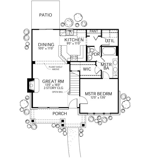 Architectural House Design - Traditional Floor Plan - Main Floor Plan #80-105