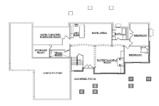 Floor Plan - Lower Floor for Craftsman House Plan #5-277 - 4 bed, 3 bath