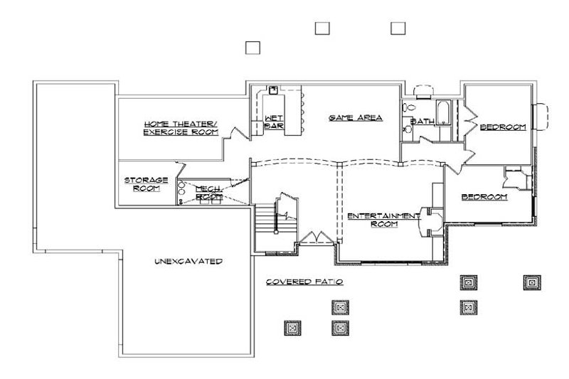 Architectural House Design - Floor Plan - Lower Floor for Craftsman House Plan #5-277 - 4 bed, 3 bath
