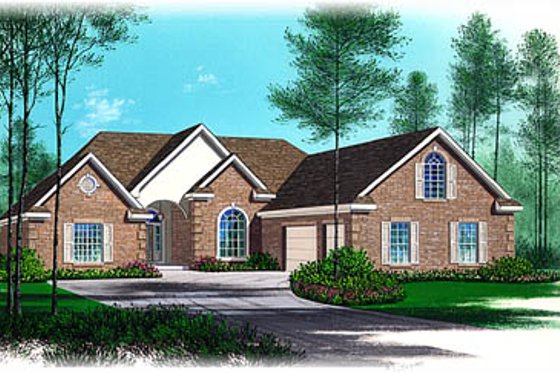 Exterior - Front Elevation for European House Plan #15-143 - 4 bed, 3.5 bath