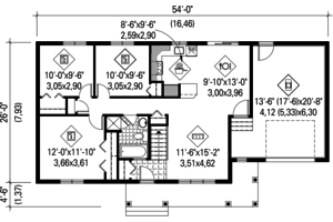 Floor Plan - Main Floor for Country House Plan #25-4461 - 3 bed, 1 bath