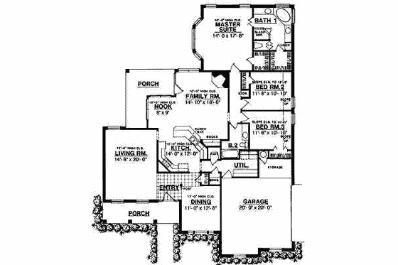Floor Plan - Main Floor for Southern House Plan #40-143 - 3 bed, 2 bath