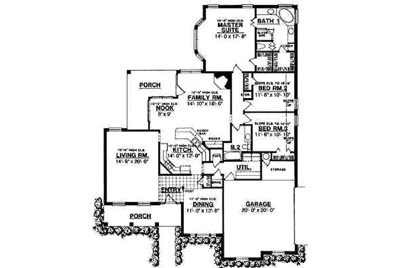 Home Plan - Floor Plan - Main Floor for Southern House Plan #40-143 - 3 bed, 2 bath