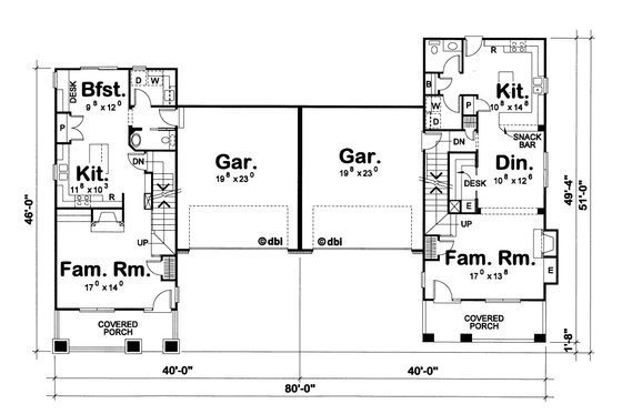 Floor Plan - Main Floor for Cottage House Plan #20-1355 - 3 bed, 2.5 bath