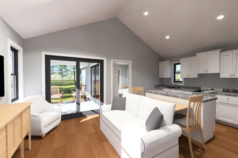 Dream House Plan - Interior - Family Room for Cottage House Plan #513-2444 - 2 bed, 2 bath