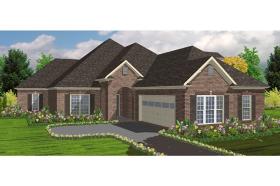 Exterior - Front Elevation for European House Plan #63-216 - 4 bed, 4 bath