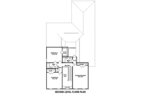 Floor Plan - Upper Floor for Colonial House Plan #81-1589 - 4 bed, 4 bath