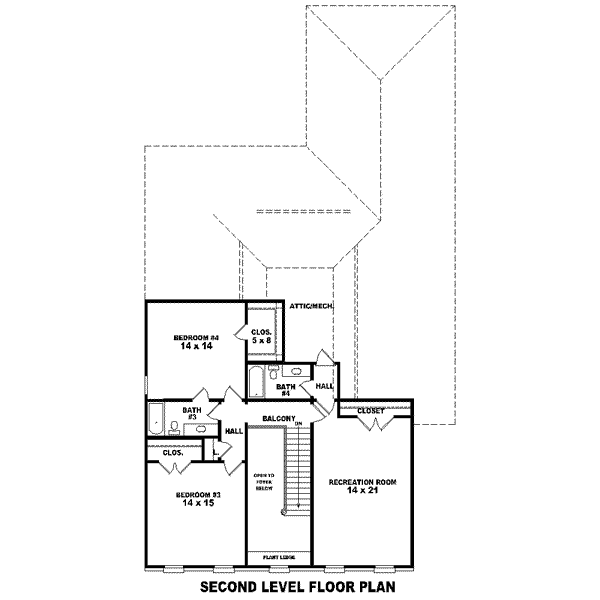 Colonial Floor Plan - Upper Floor Plan #81-1589