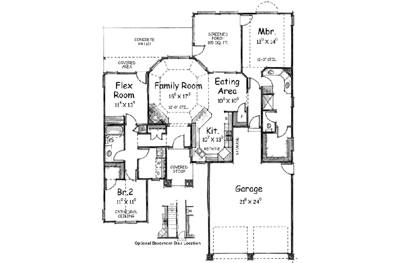 House Plan Design - Floor Plan - Main Floor for Traditional House Plan #20-1398 - 3 bed, 2 bath