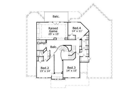 Floor Plan - Upper Floor for European House Plan #411-762 - 4 bed, 3.5 bath