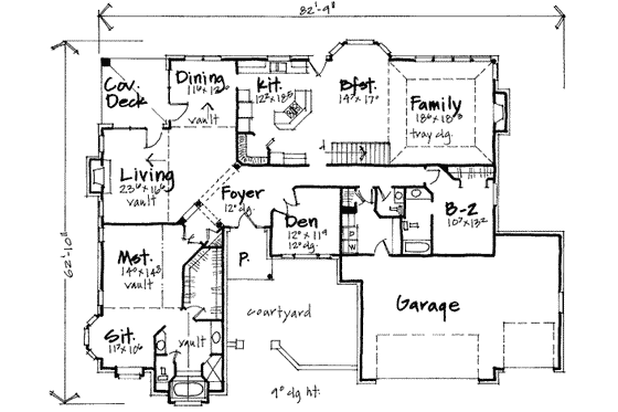 Floor Plan - Main Floor for European House Plan #308-235 - 6 bed, 3.5 bath