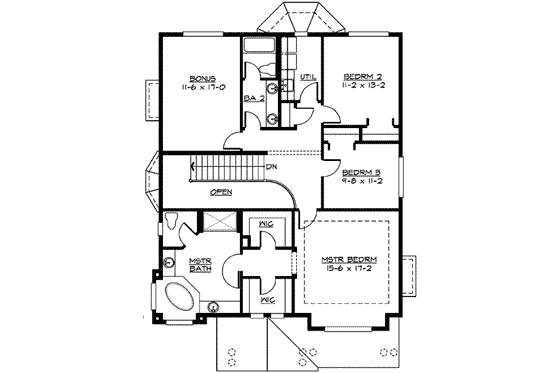 Floor Plan - Upper Floor for Traditional House Plan #132-140 - 3 bed, 2.5 bath