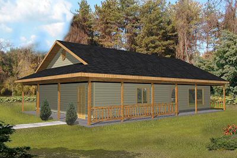 Home Plan - Log Exterior - Front Elevation Plan #117-547