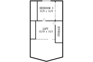 Floor Plan - Upper Floor for Contemporary House Plan #1-1192 - 3 bed, 1 bath