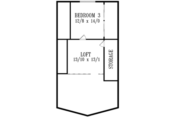 Floor Plan - Upper Floor for Contemporary House Plan #1-1192 - 3 bed, 1 bath
