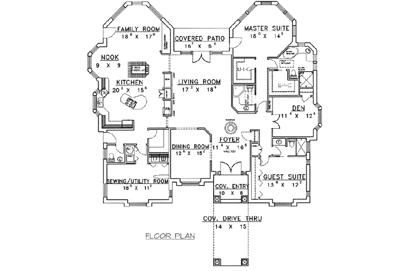 Home Plan - Floor Plan - Main Floor 1 for Traditional House Plan #117-134 - 2 bed, 4 bath