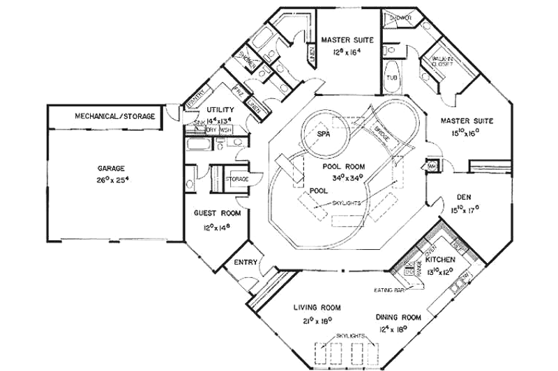 Dream House Plan - Floor Plan - Main Floor for Contemporary House Plan #60-640 - 4 bed, 4 bath