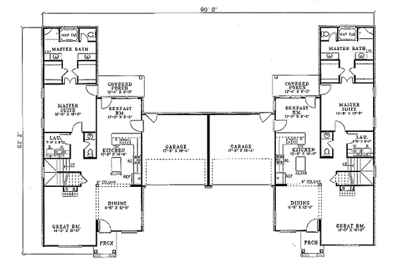 Floor Plan - Main Floor for Traditional House Plan #17-2028 - 3 bed, 2.5 bath