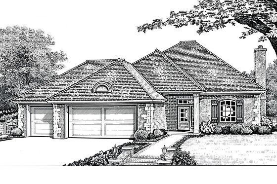 Exterior - Front Elevation for European House Plan #310-292 - 3 bed, 2 bath